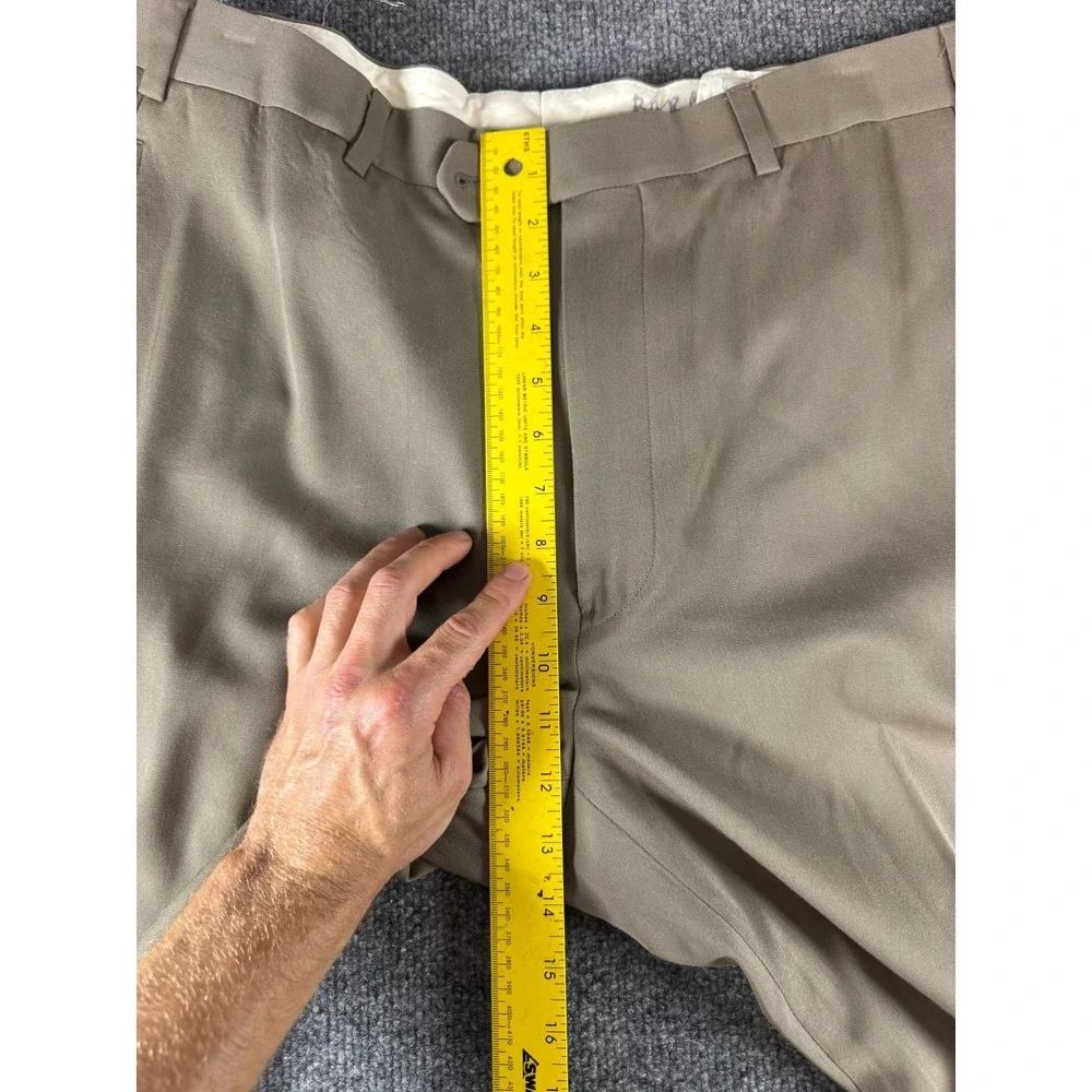 Brooks Brothers Dress Pants Mens 35x34 Beige Wool Flat Front Professional Career